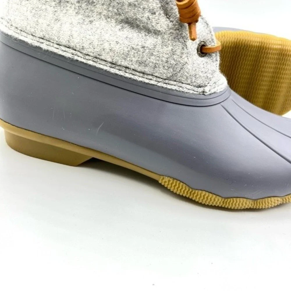 Sperry Womens Size 9.5 Saltwater‎ Grey Gray Wool Duck Boots STS82475
